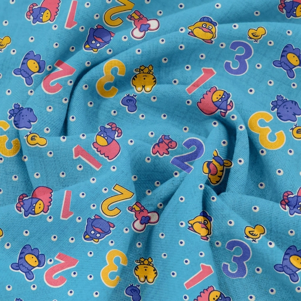 Swirled Printed Blue Printed Cotton Fabric