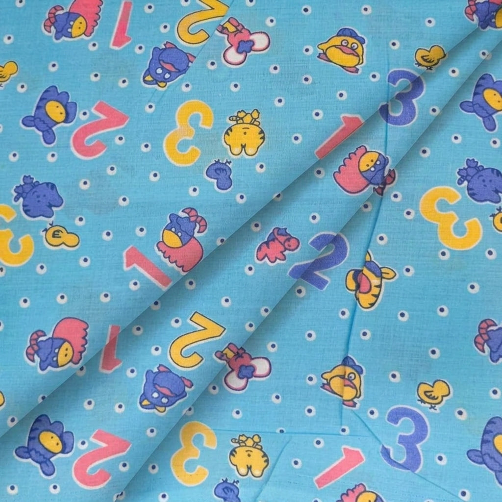 Folded Printed Blue Printed Cotton Fabric