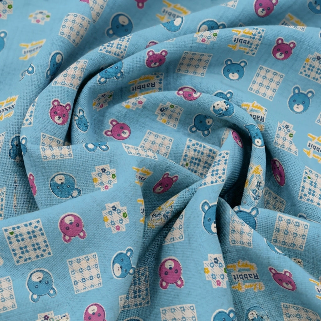 Swirled Printed Light Blue Printed Cotton Fabric