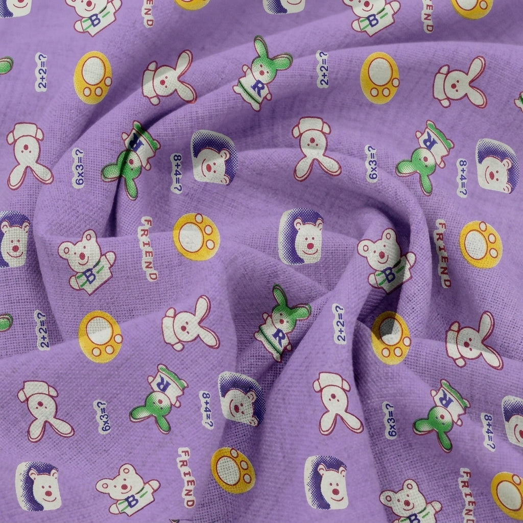 Swirled Printed Purple Printed Cotton Fabric