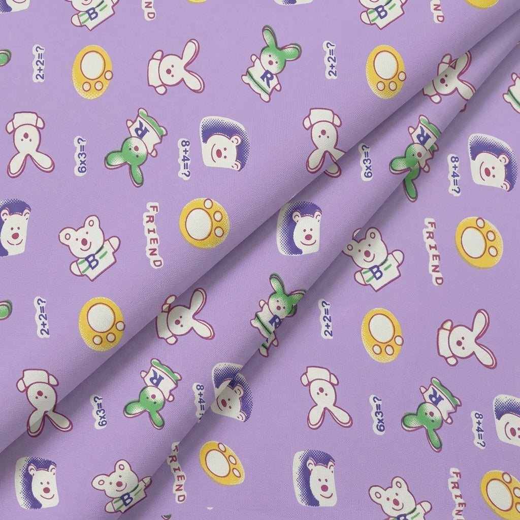 Folded Printed Purple Printed Cotton Fabric