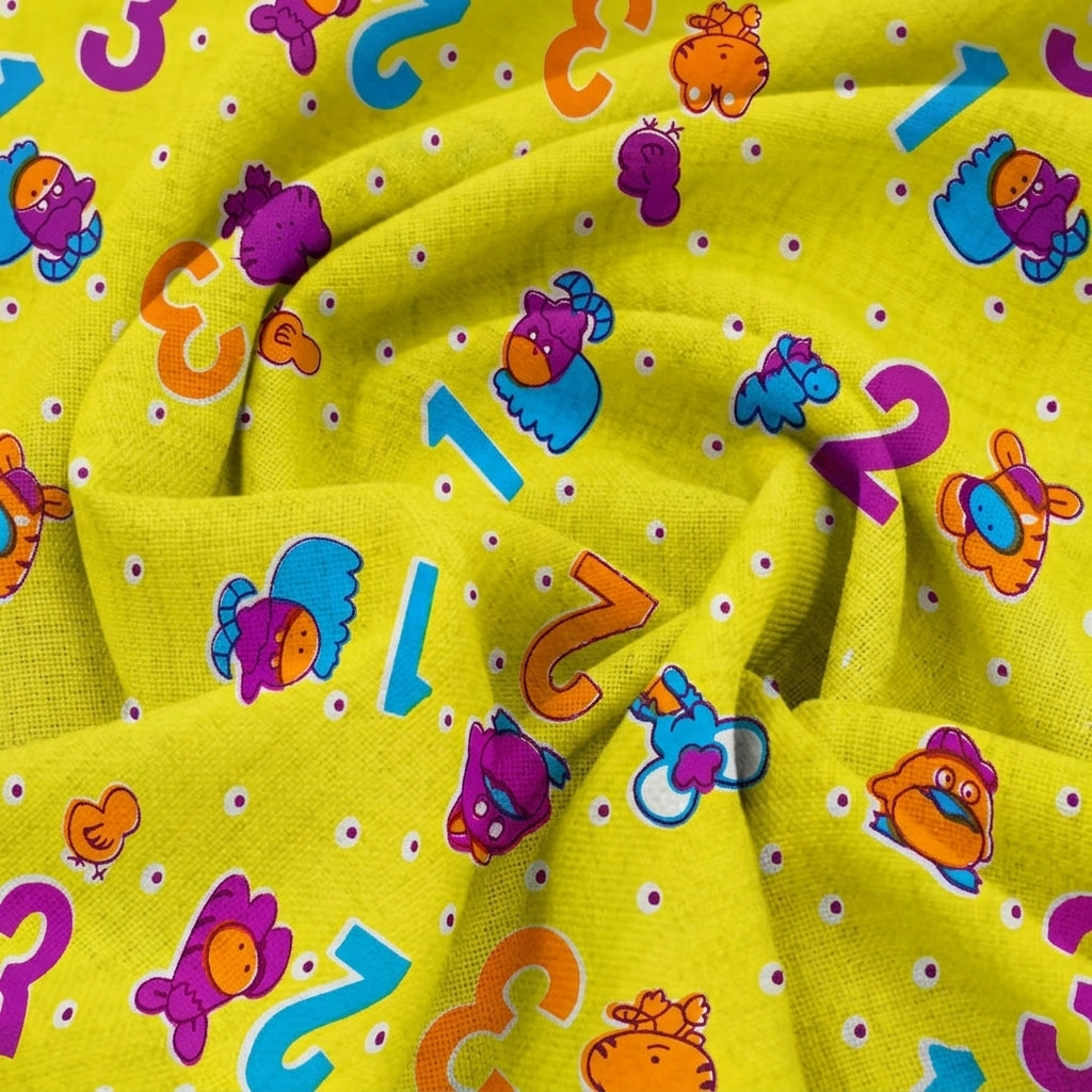 Swirled Printed Yellow Printed Cotton Fabric