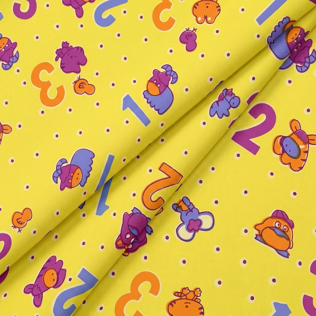 Folded Printed Yellow Printed Cotton Fabric