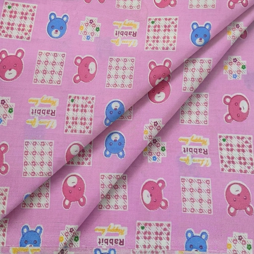 Folded Printed Pink Printed Cotton Fabric