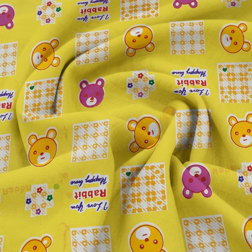 Swirled Printed Yellow Printed Cotton Fabric