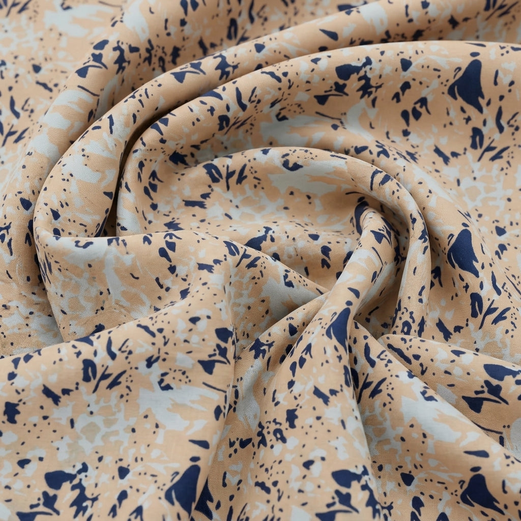 Swirled Abstract Peach Abstract Cotton Fabric