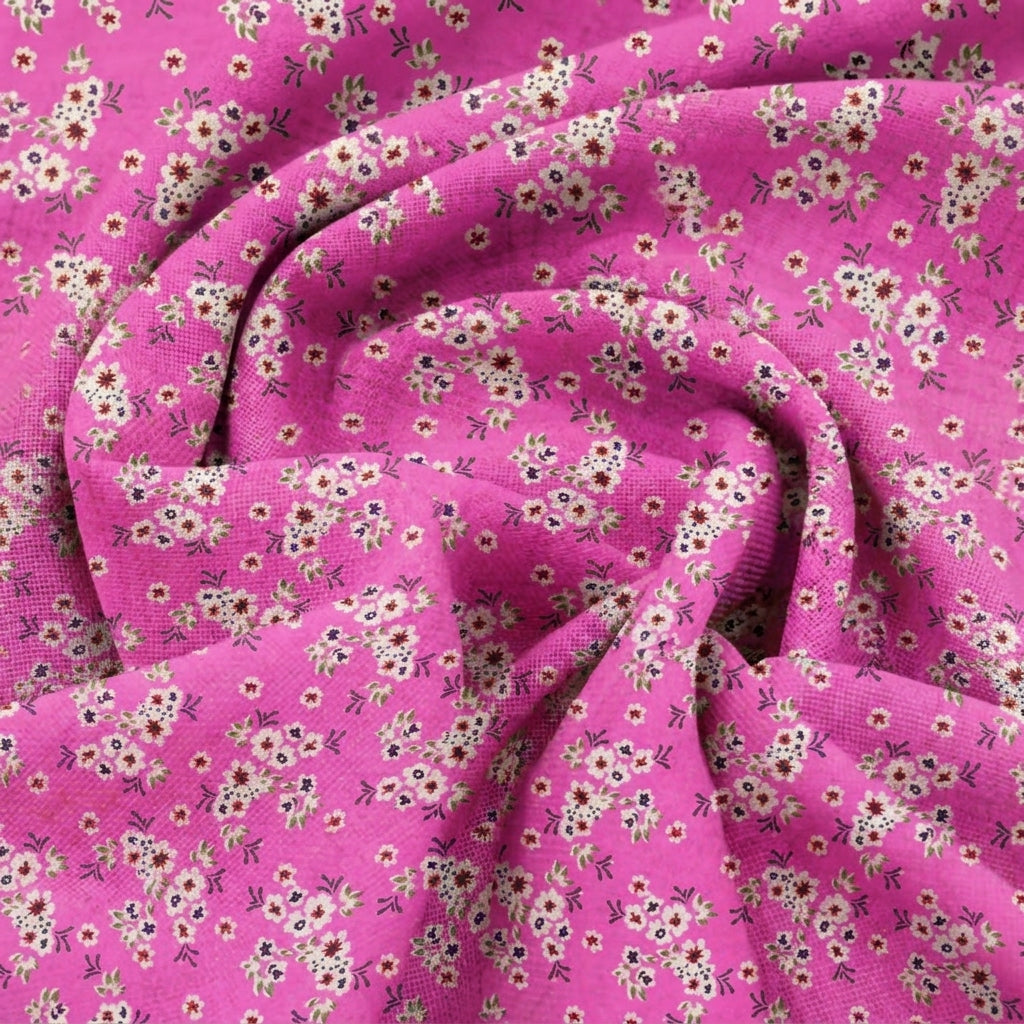 Swirled Floral Pink Floral Cotton Fabric