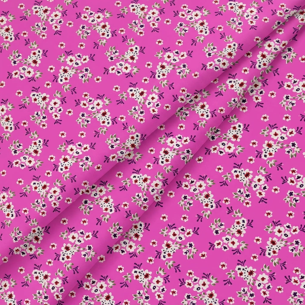 Folded Floral Pink Floral Cotton Fabric