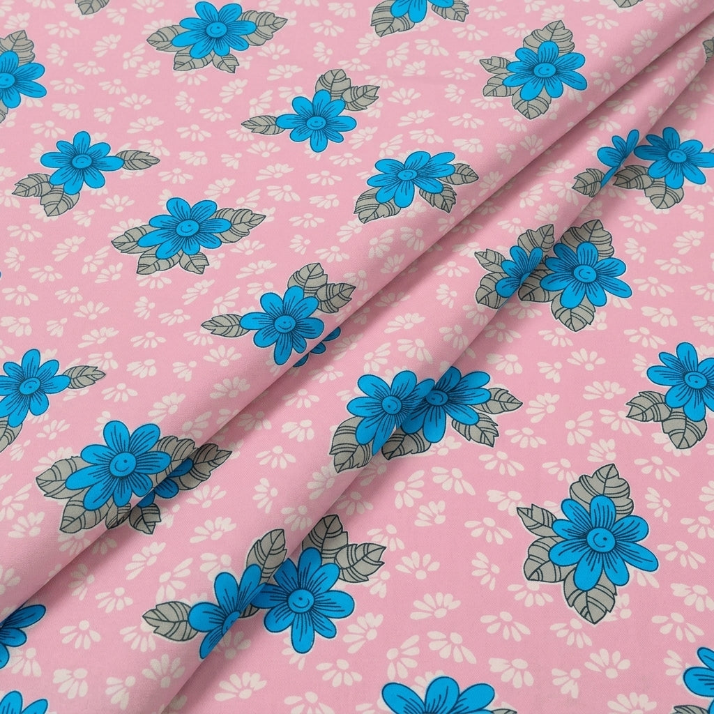 Folded Floral Pink Floral Cotton Fabric