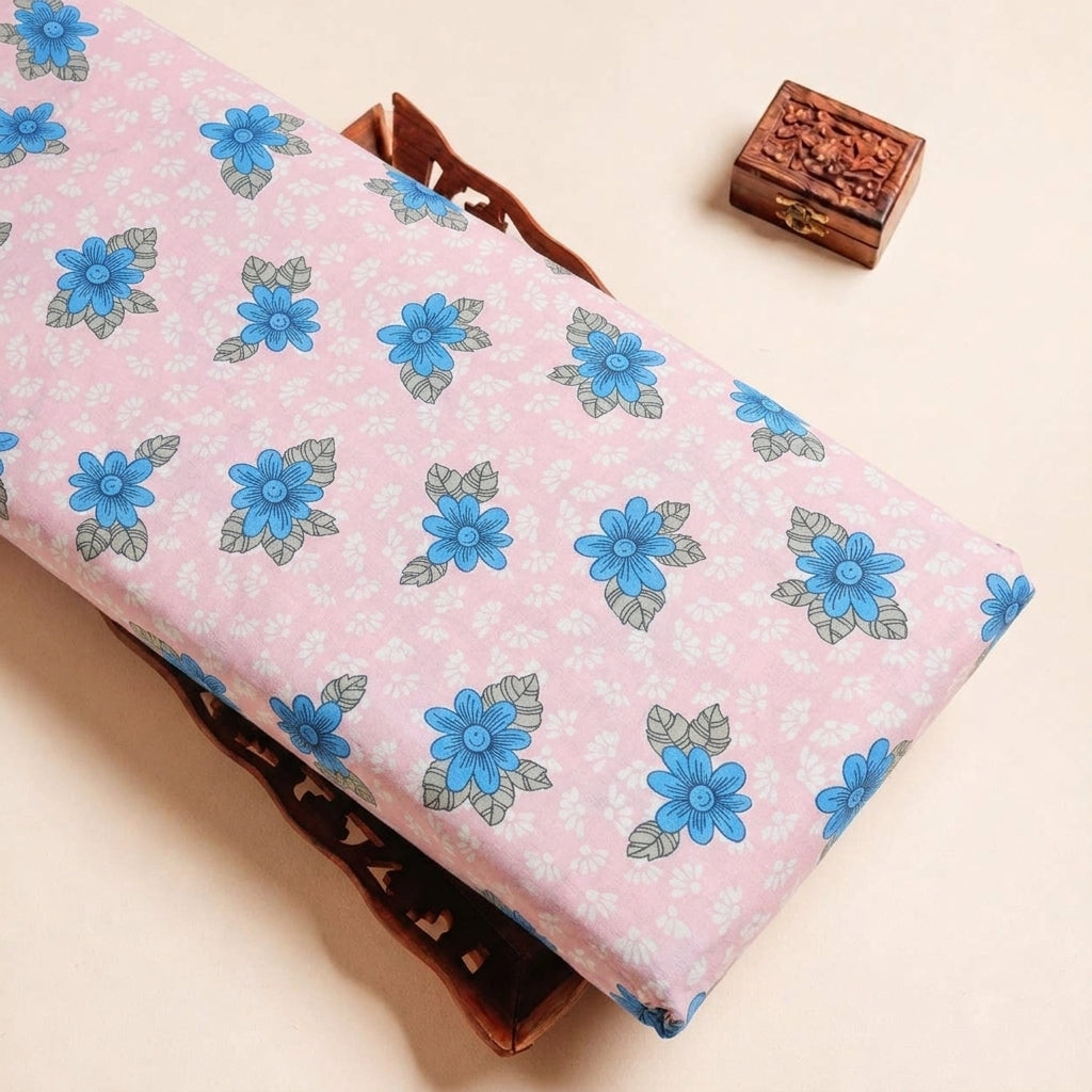 Folded Pink Floral Cotton Fabric Highlighting and Texture
