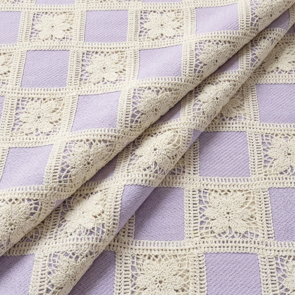 Folded Embroidery Violet Embroidery Cotton Fabric