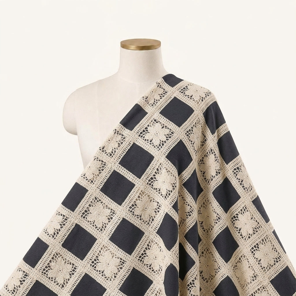 Embroidery Black Embroidery Cotton Fabric Draped as a saree