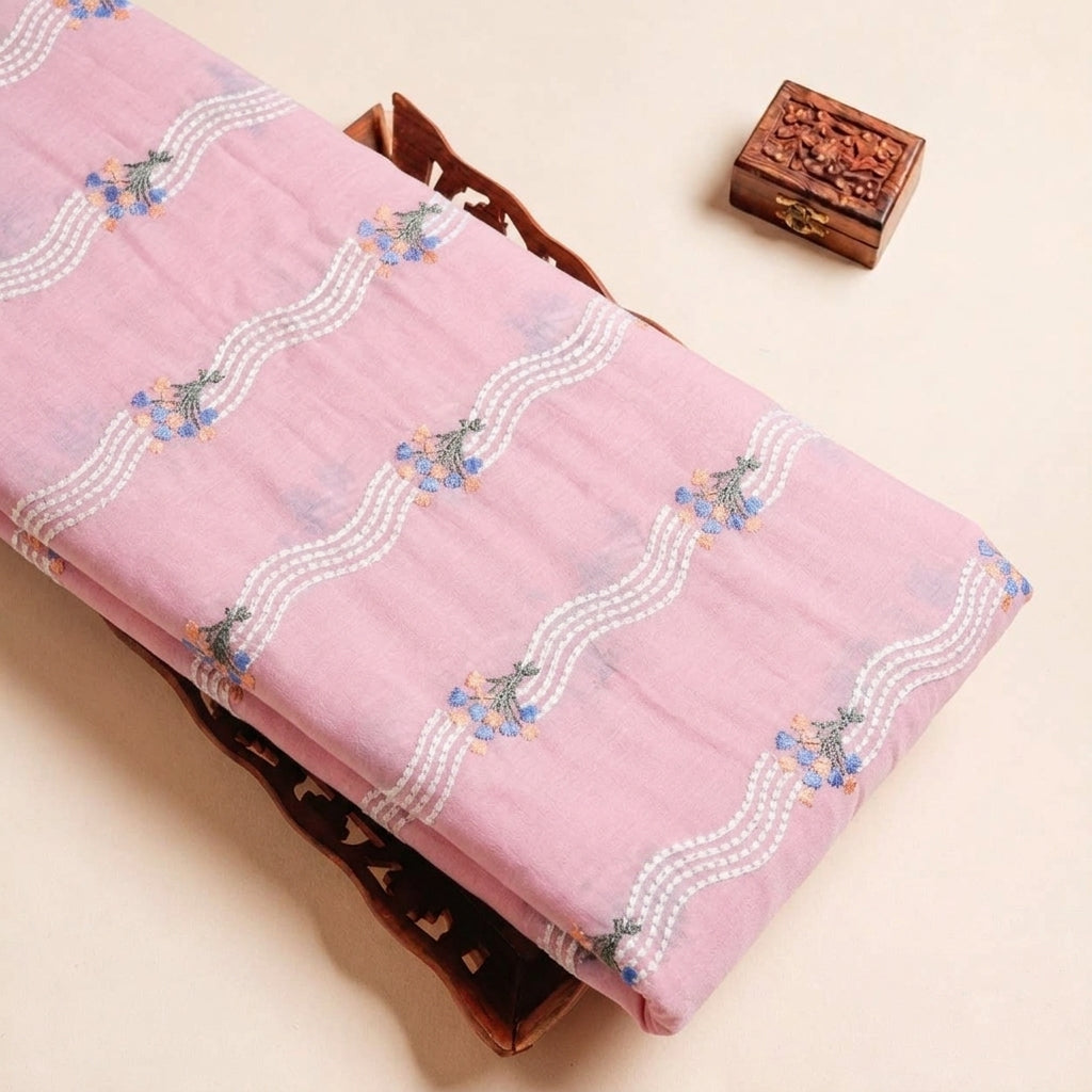 Pink Embroidery Cotton Fabric - EB6634 - EB6634 - tray_3