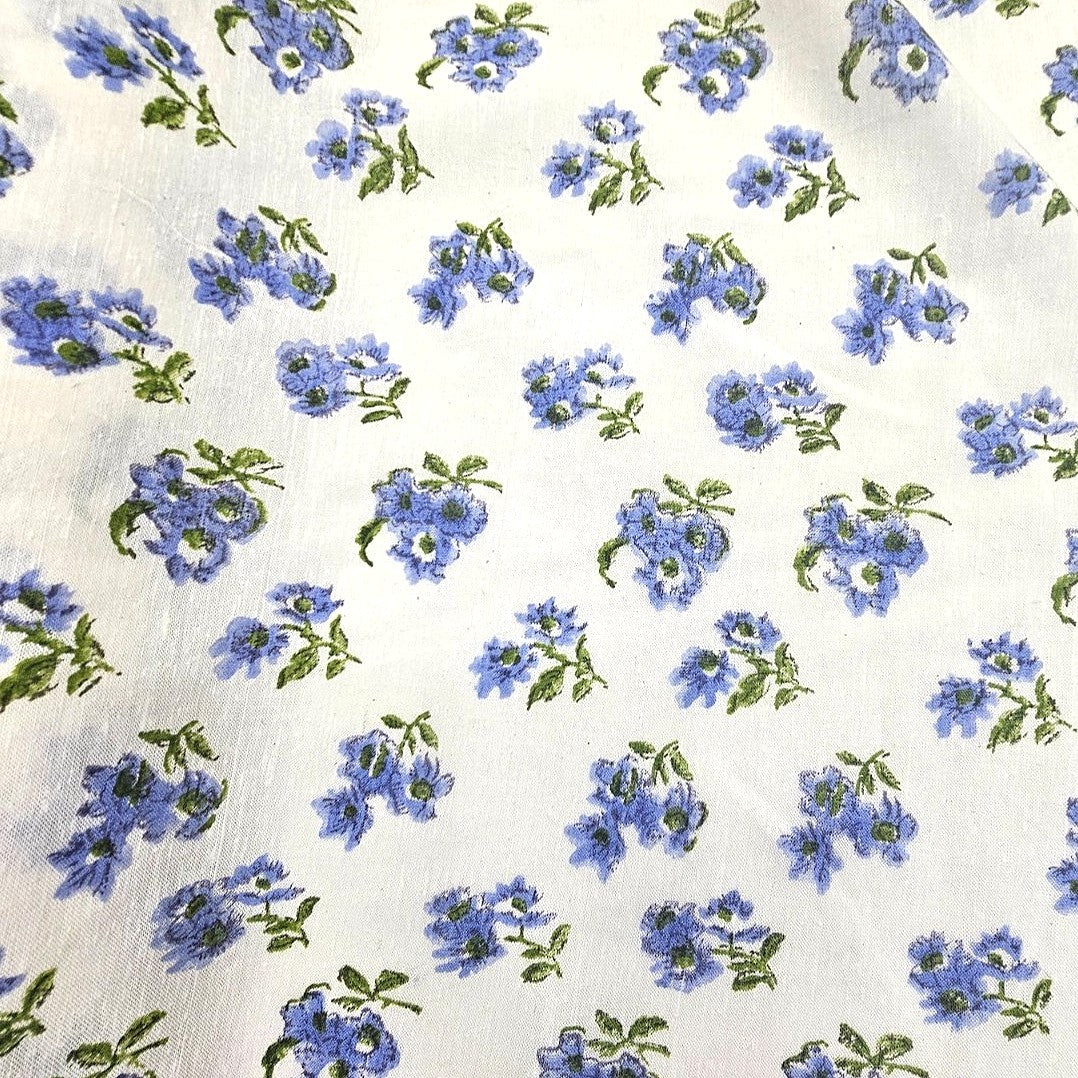 White Floral Linen Fabric - EB7148 - EB7148 - Flat fabric