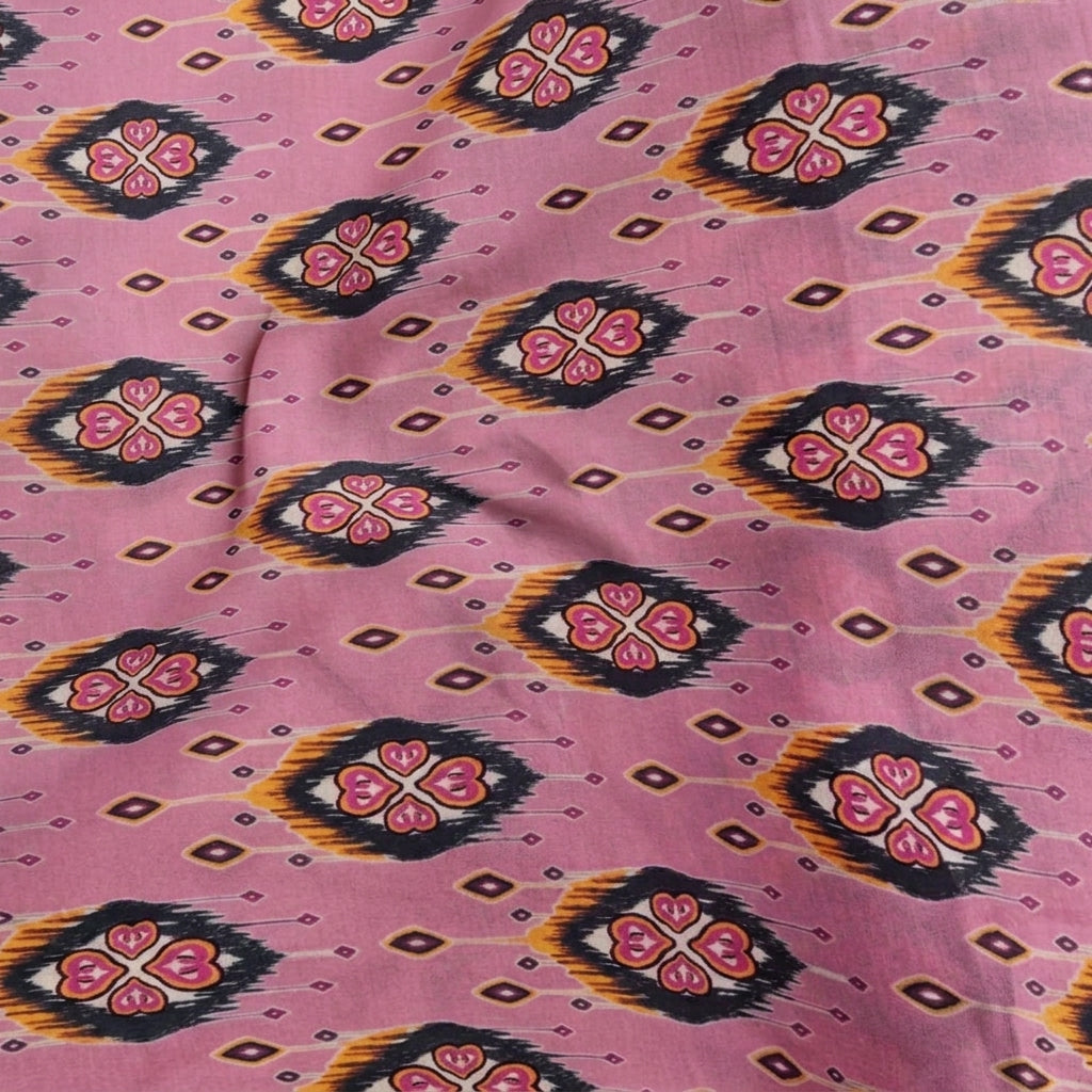 Swirled Abstract Pink Abstract Muslin Fabric