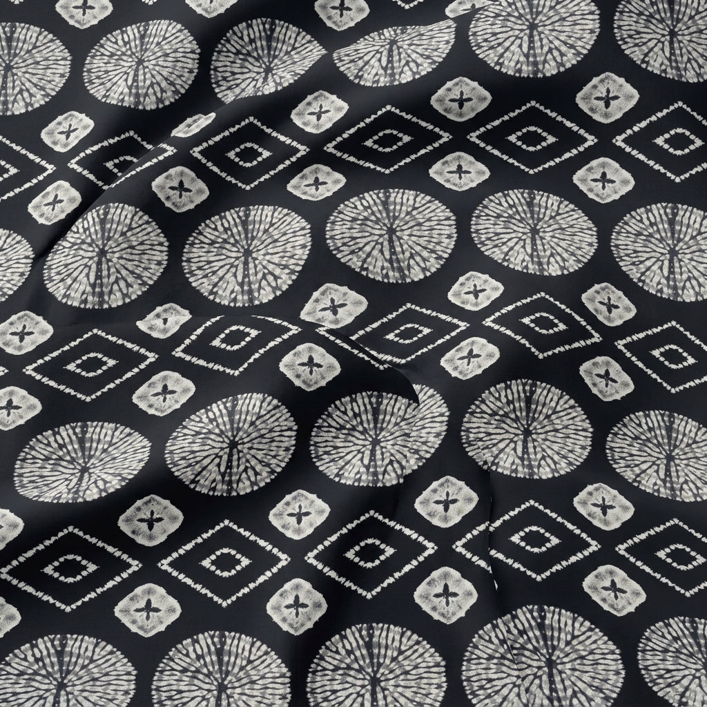 Swirled Diamond Black Diamond Crepe Fabric