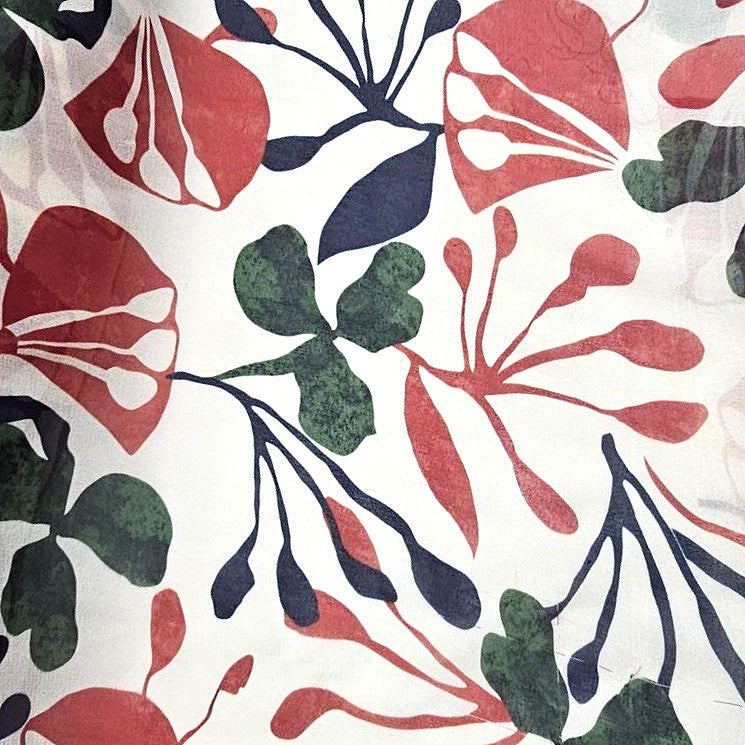Cream Floral Georgette Fabric - EB8468 - EB8468 - Flat fabric