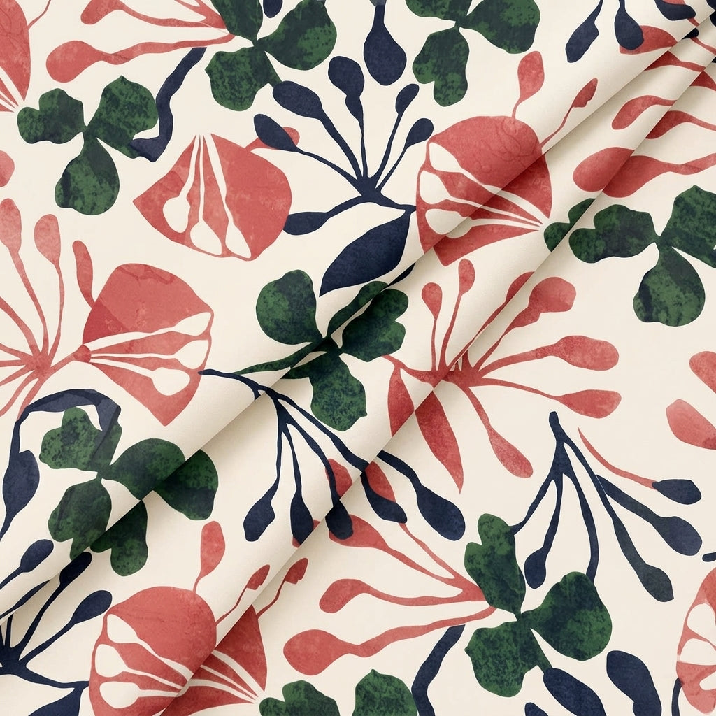 Folded Floral Cream Floral Georgette Fabric