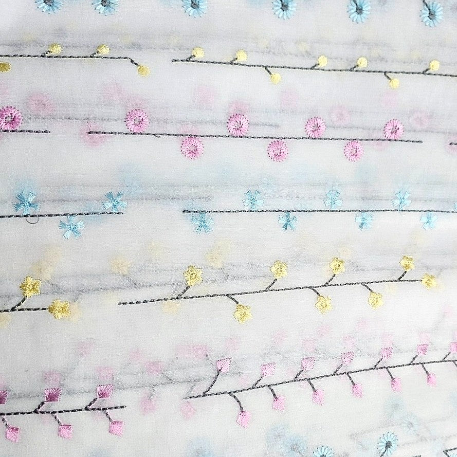 White Embroidery Cotton Fabric - EB8604 - EB8604 - Flat fabric