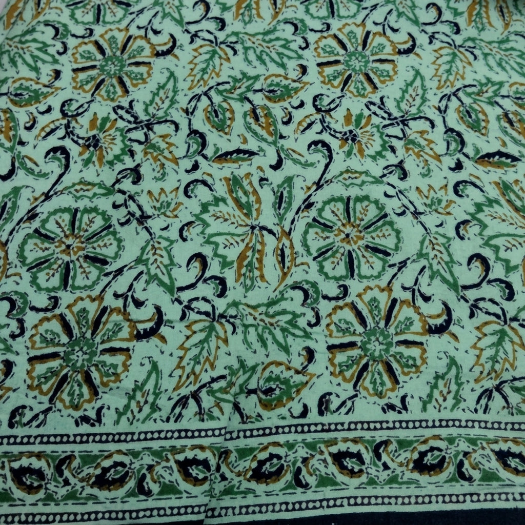 Swirled Floral Green Floral Cotton Fabric