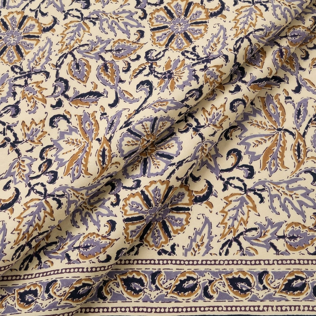 Folded Floral Yellow Floral Cotton Fabric