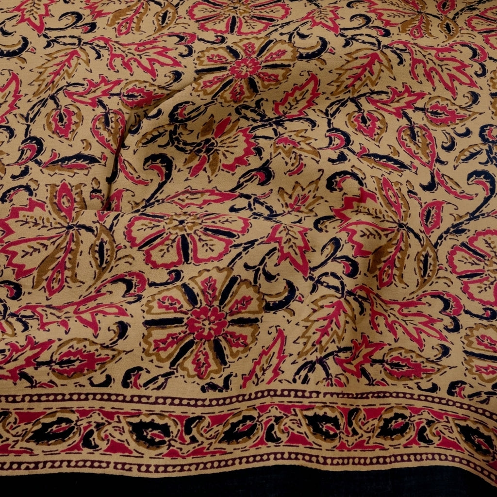 Swirled Floral Beige Floral Cotton Fabric