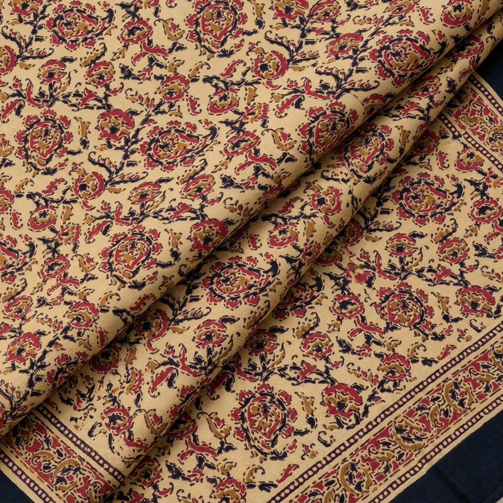 Folded Floral Yellow Floral Cotton Fabric