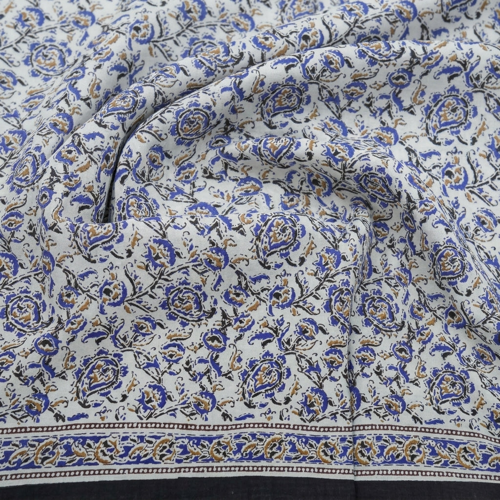 Swirled Floral Blue Floral Cotton Fabric