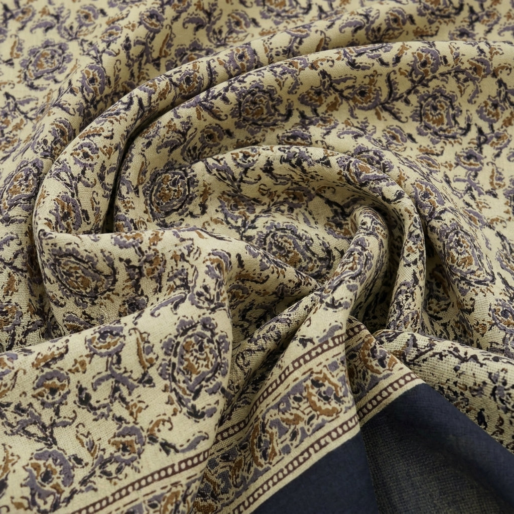 Swirled Floral Yellow Floral Cotton Fabric