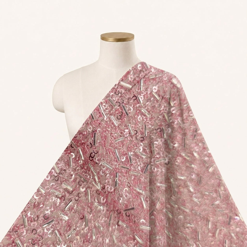Pink Embroidery Georgette Fabric - EB9596
