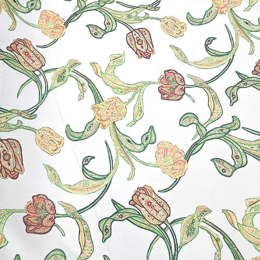 Cream Cream Georgette Fabric - EB9661 - EB9661 - Flat fabric