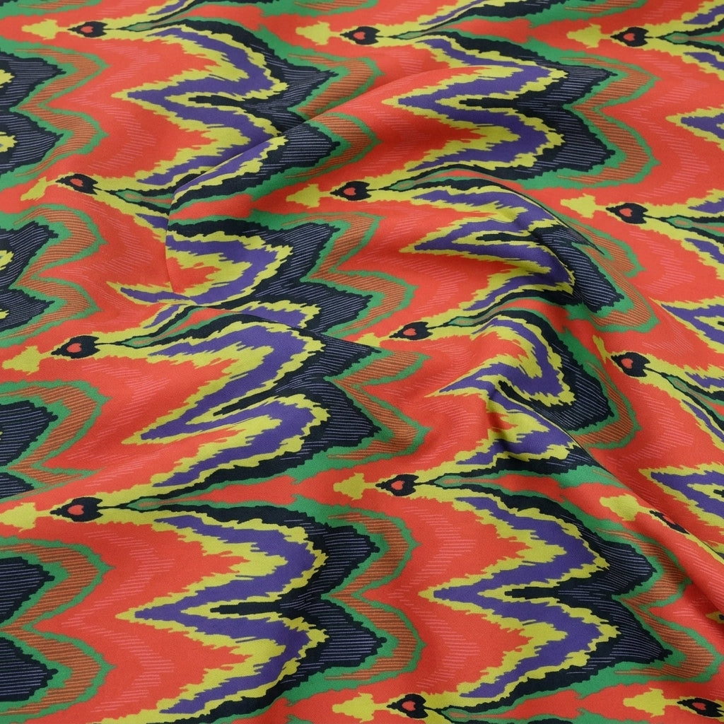 Swirled Abstract Orange Abstract Georgette Fabric