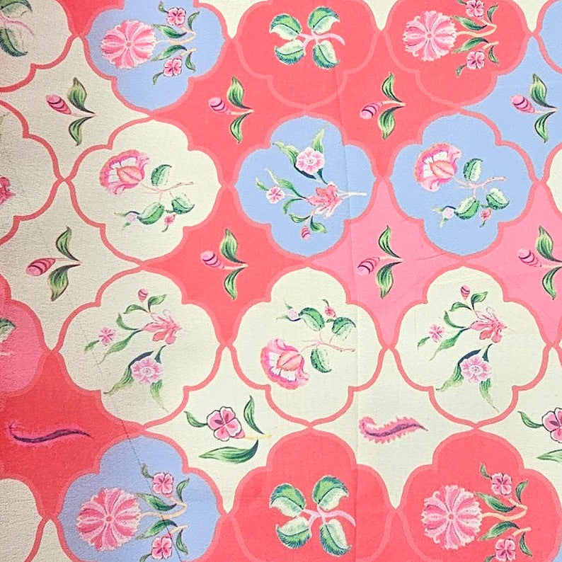 Pink Floral Georgette Fabric - EB9667 - EB9667 - Flat fabric