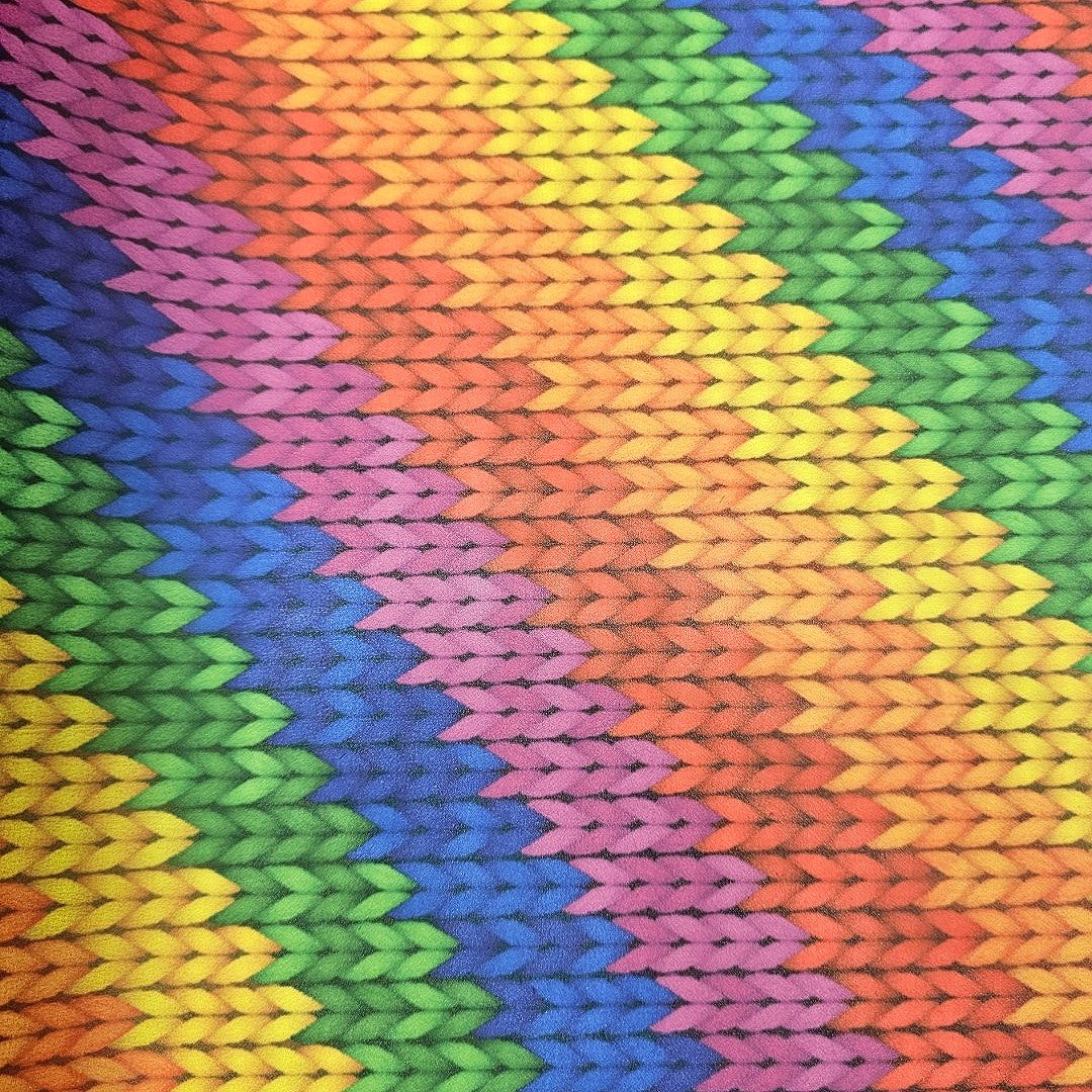 Multicolor Chevron Georgette Fabric - EB9668 - EB9668 - Flat fabric