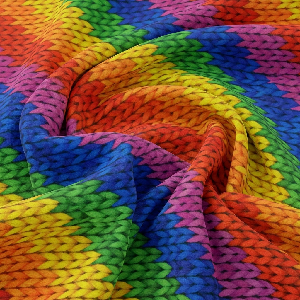 Swirled Chevron Multicolor Chevron Georgette Fabric