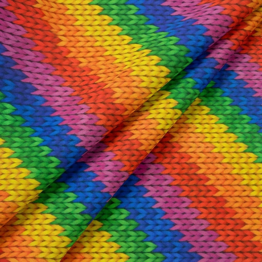 Folded Chevron Multicolor Chevron Georgette Fabric