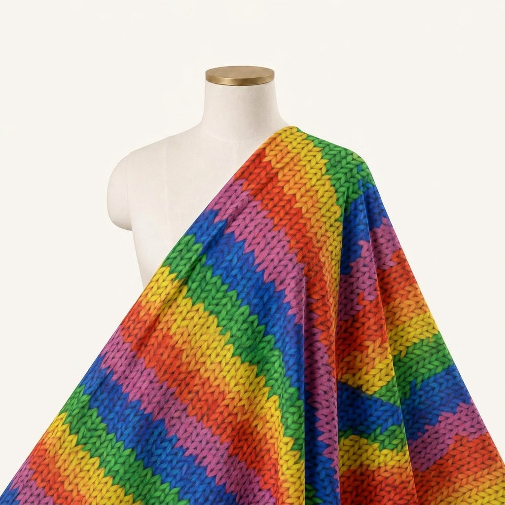 Chevron Multicolor Chevron Georgette Fabric Draped as a saree
