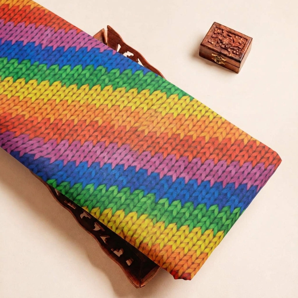 Folded Multicolor Chevron Georgette Fabric Highlighting and Texture