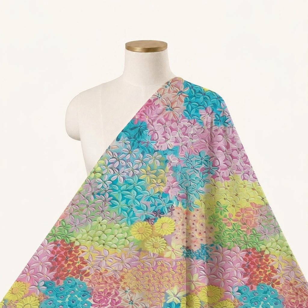 Floral Multicolor Floral Georgette Fabric Draped as a saree