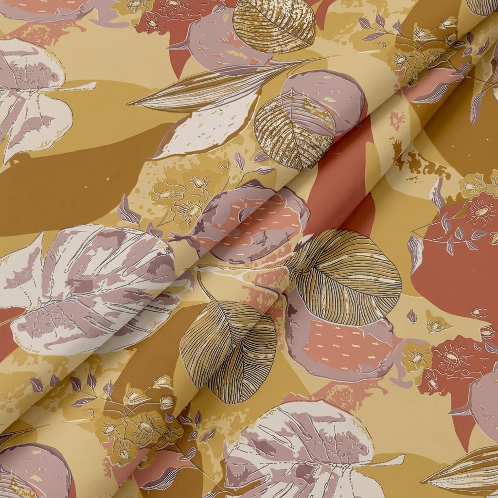 Yellow Floral Cotton Fabric - EB9891