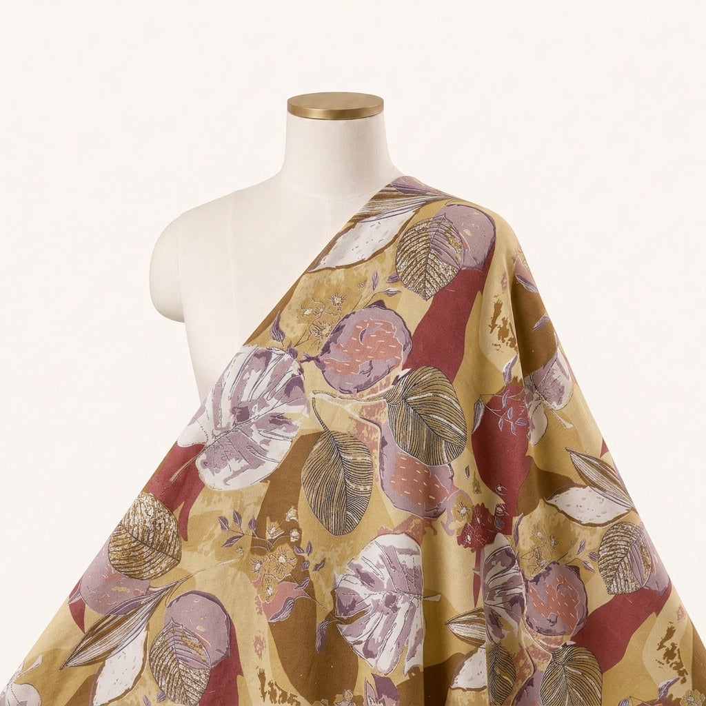 Yellow Floral Cotton Fabric - EB9891