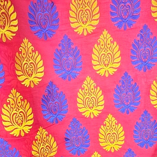 Red Embroidery Cotton Fabric - EC10007 - EC10007 - Flat fabric