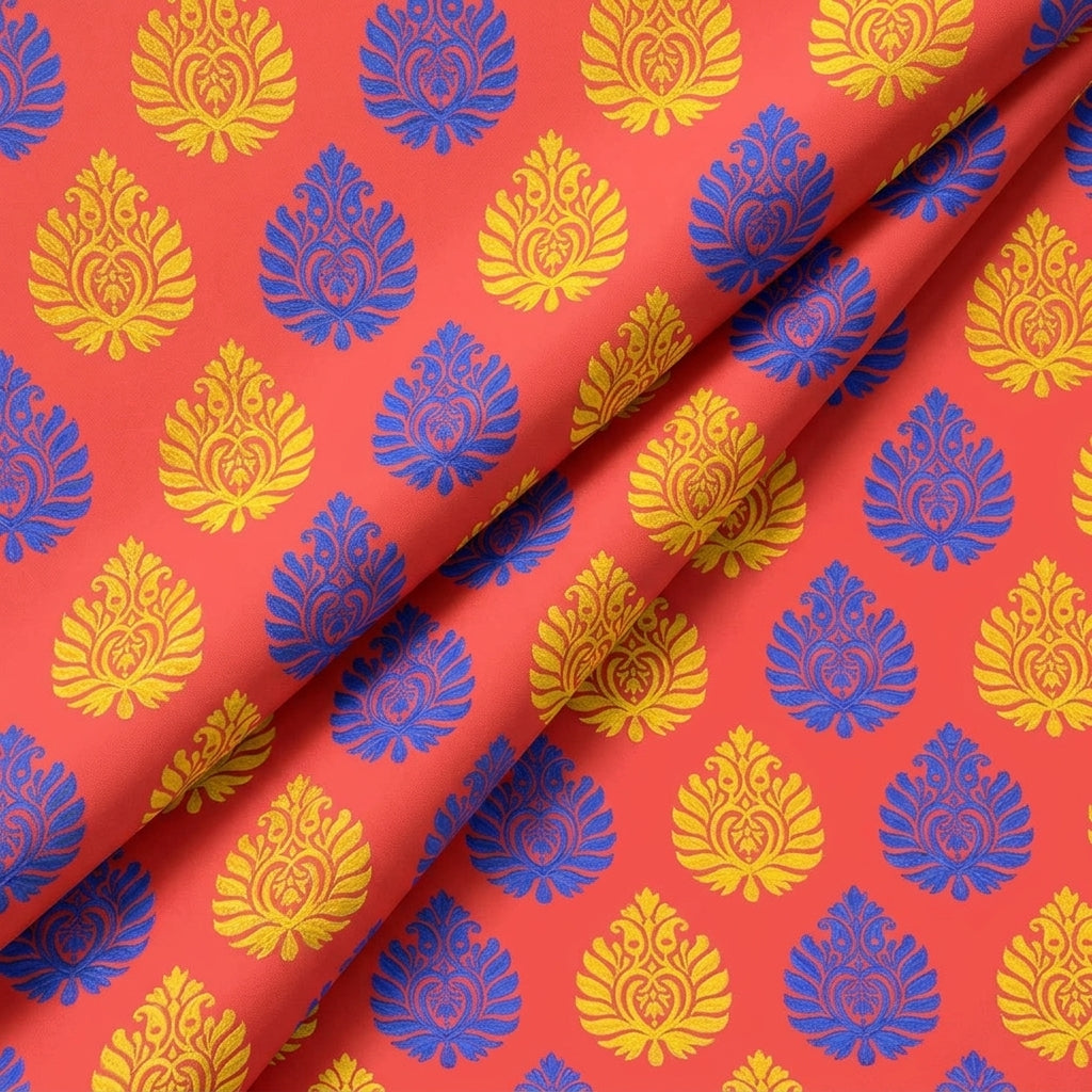 Folded Embroidery Red Embroidery Cotton Fabric