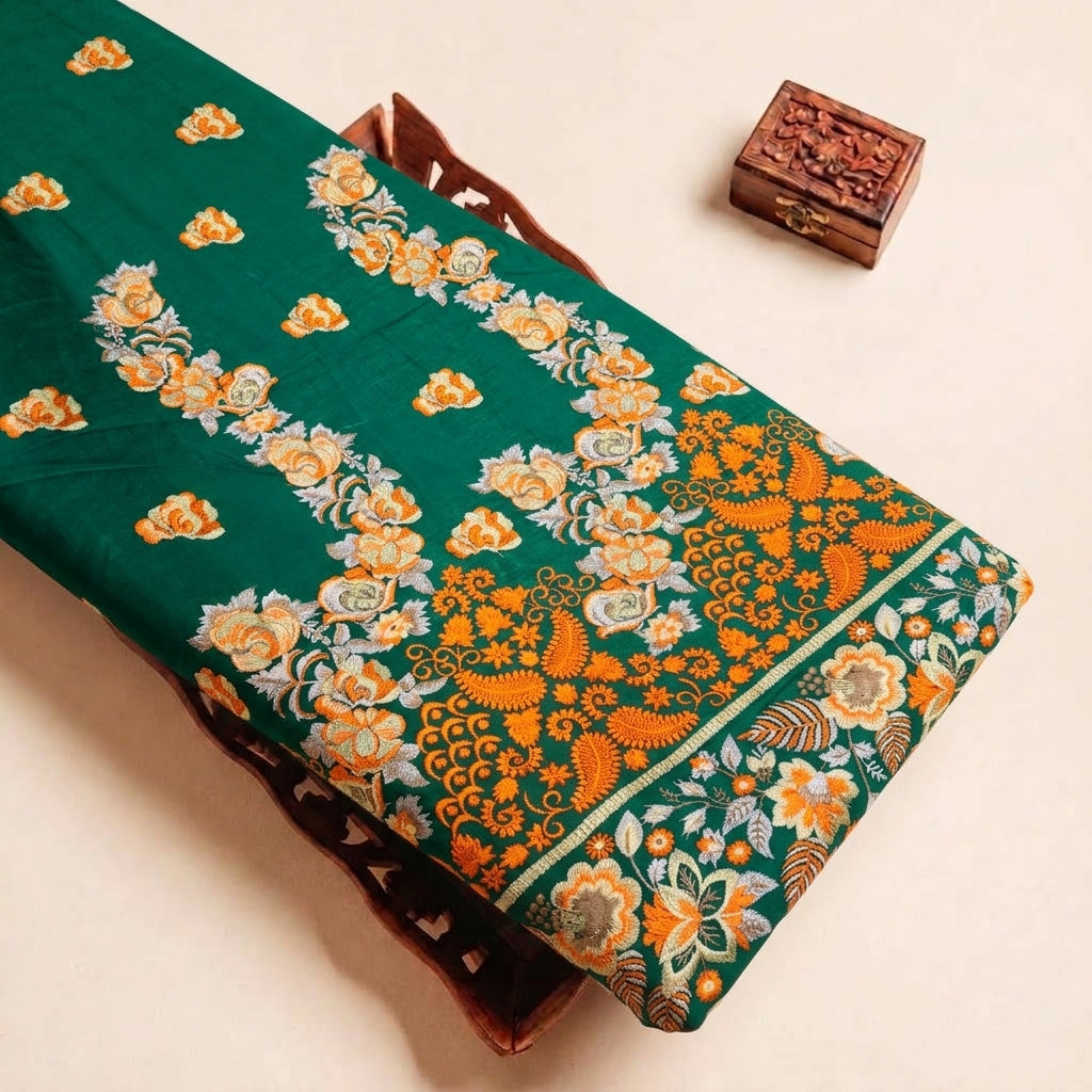 Green Embroidery Cotton Fabric - EC10008 - EC10008 - tray_4