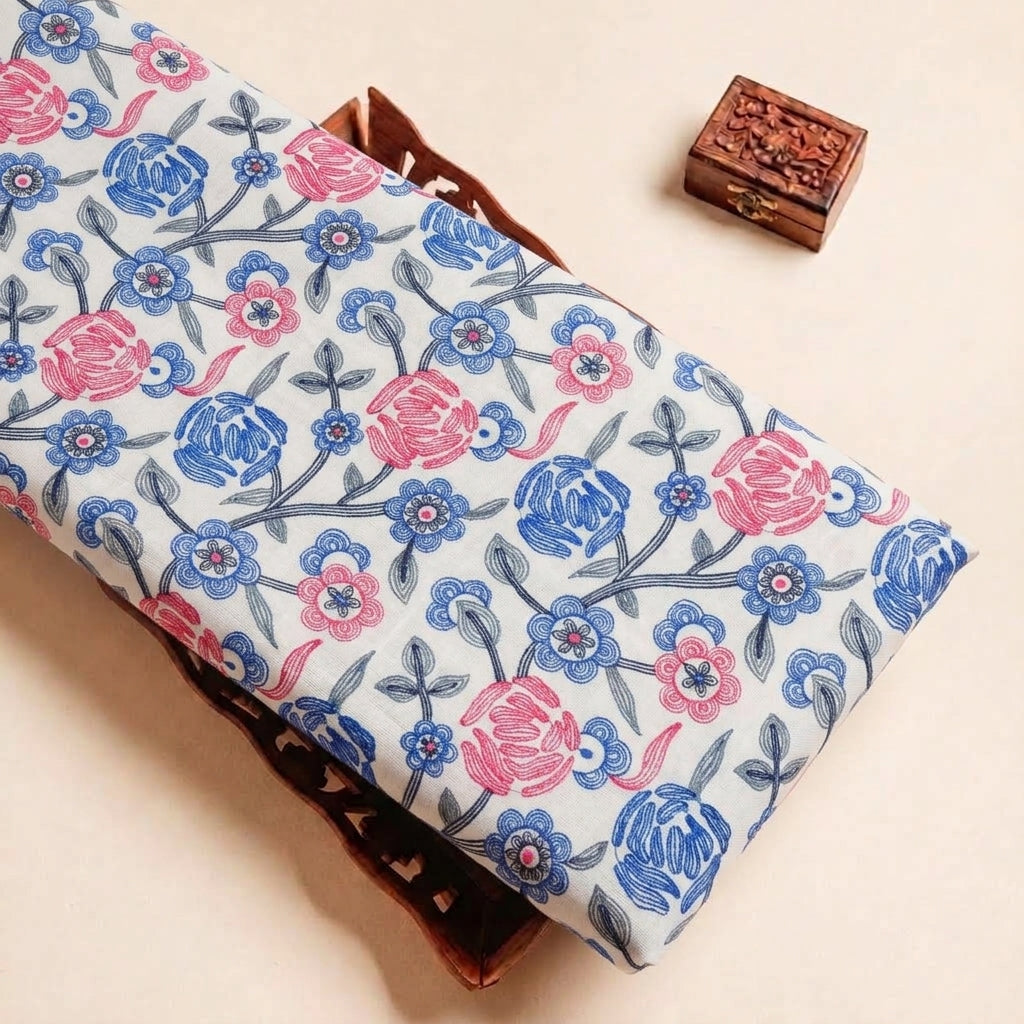 Light Blue Embroidery Cotton Fabric - EC10010 - EC10010 - tray_4