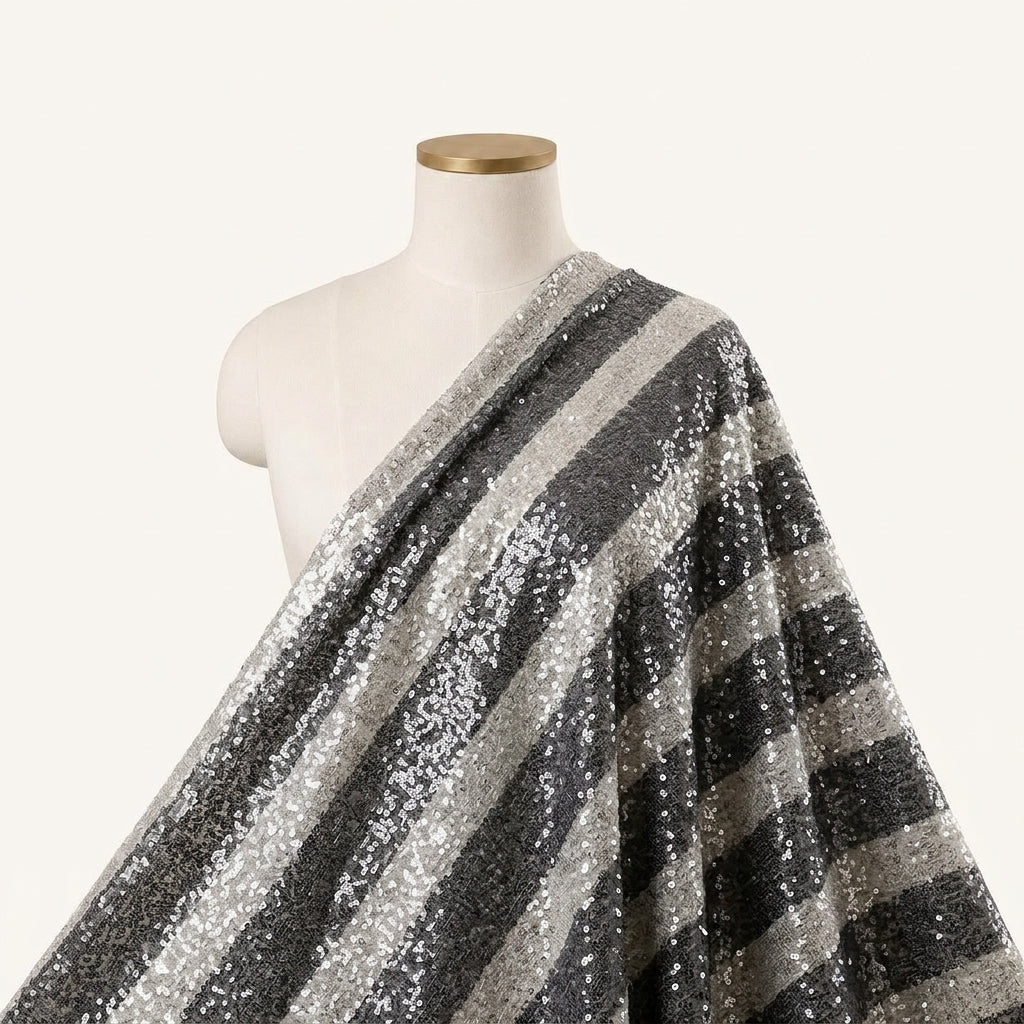 Embroidery Grey Embroidery Net Fabric Draped as a saree