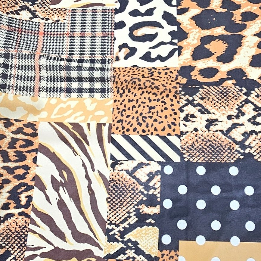 Yellow Animal Print Georgette Fabric - EC11378 - EC11378 - Flat fabric