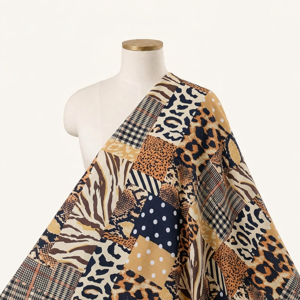 Animal Print Yellow Animal Print Georgette Fabric Draped as a saree