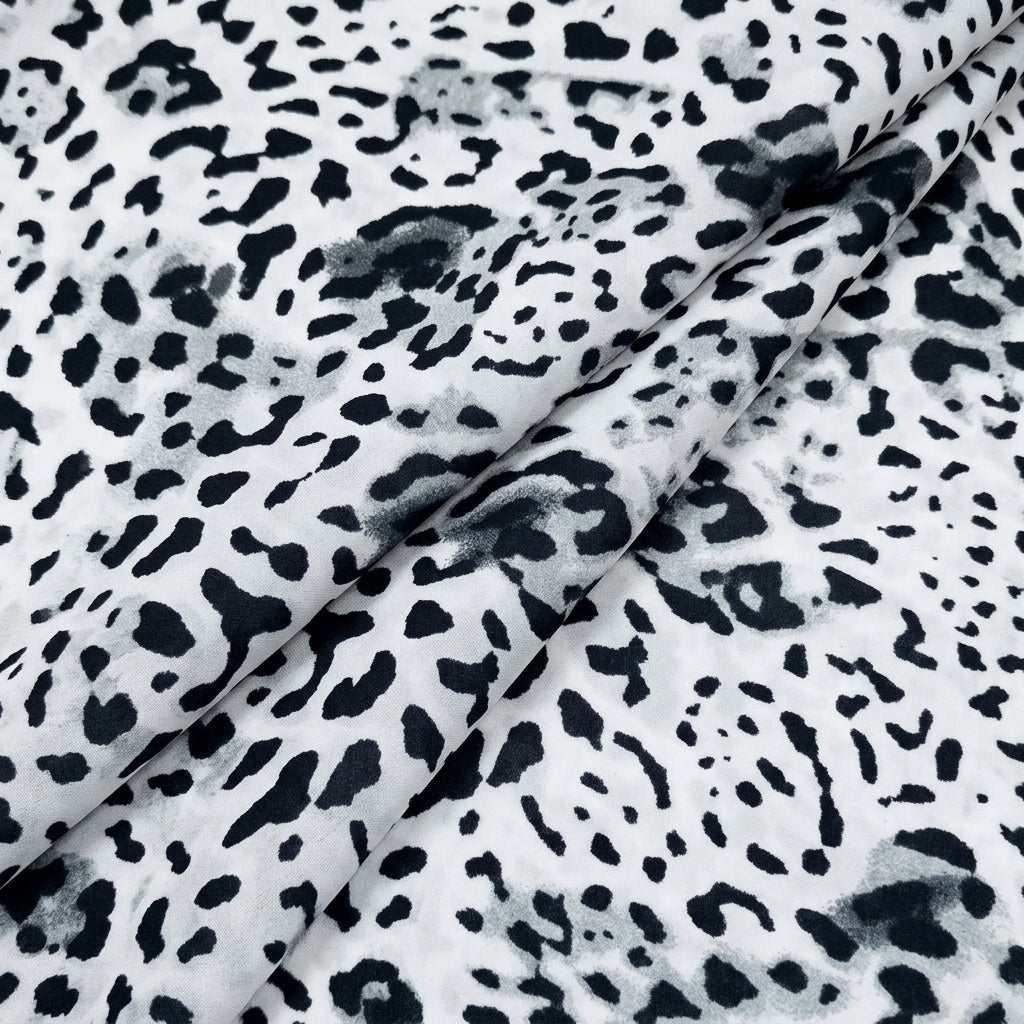 Folded Animal Print White Animal Print Lycra Fabric