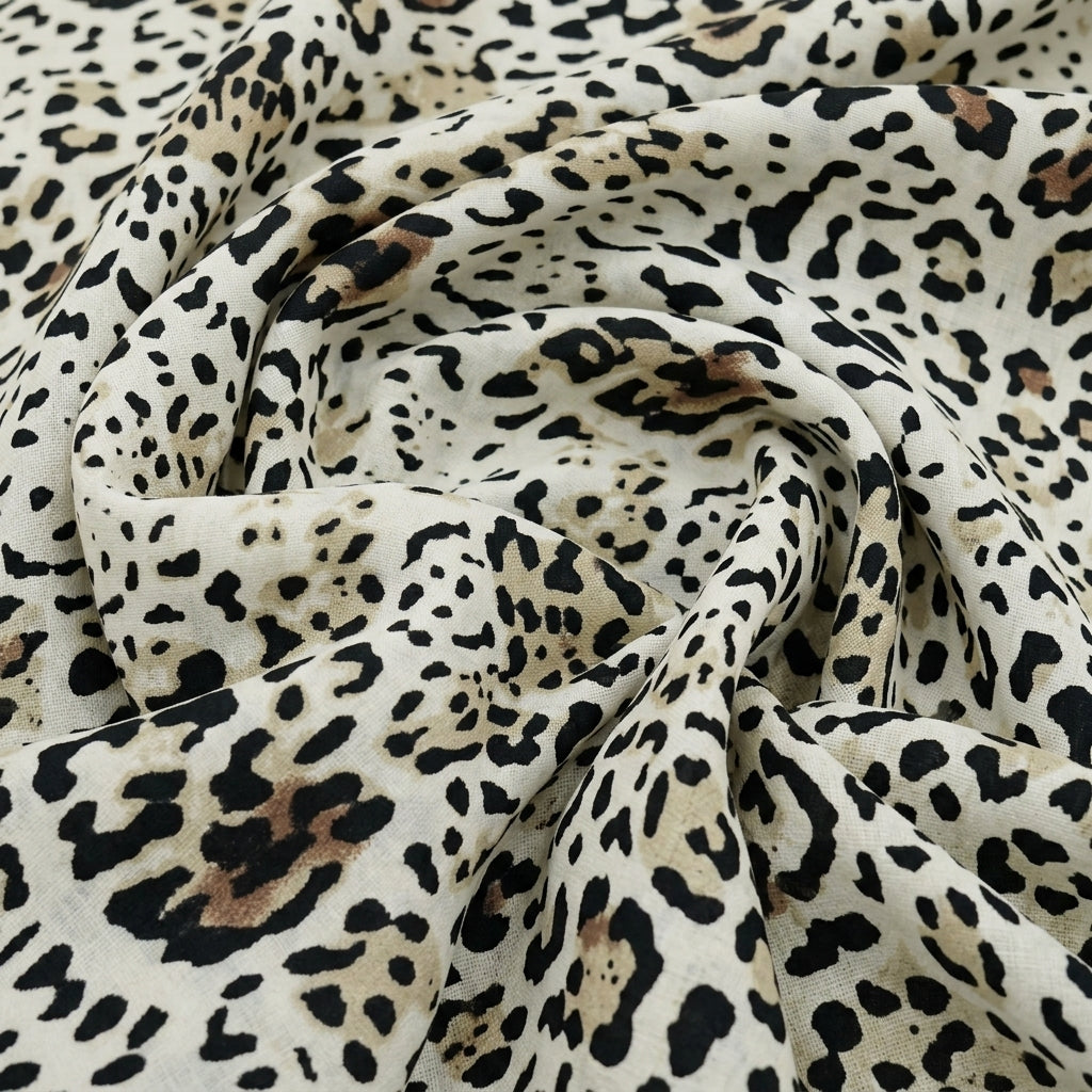 Swirled Animal Print White Animal Print Lycra Fabric